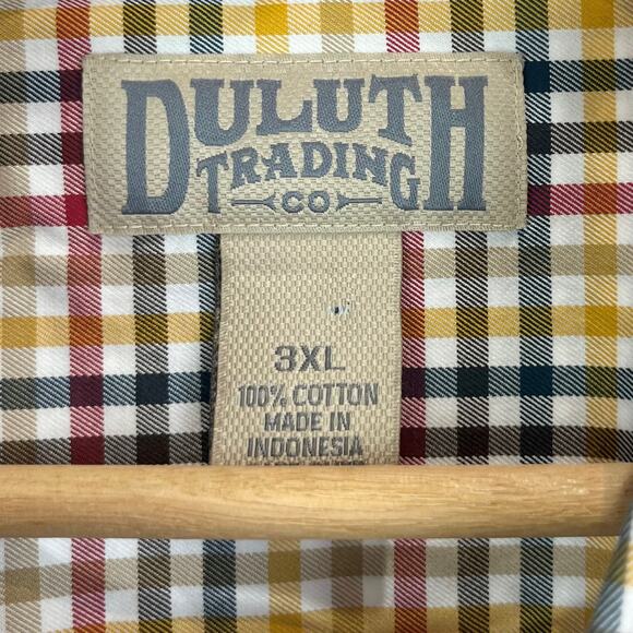 DULUTH TRADING Mens 3XL Wrinklefighter Long Sleeve Shirt Check Cotton Multicolor - Picture 2 of 9